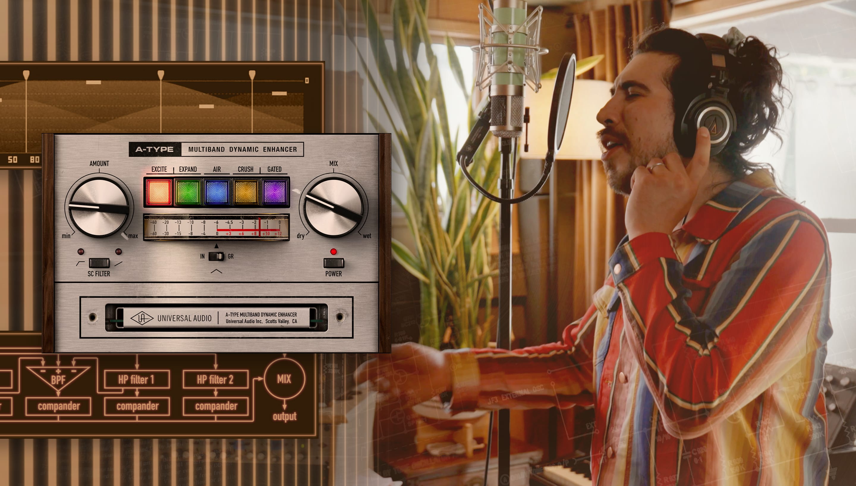 Universal Audio Spark A-Type 멀티밴드 다이내믹 인핸서 플러그인 인터페이스