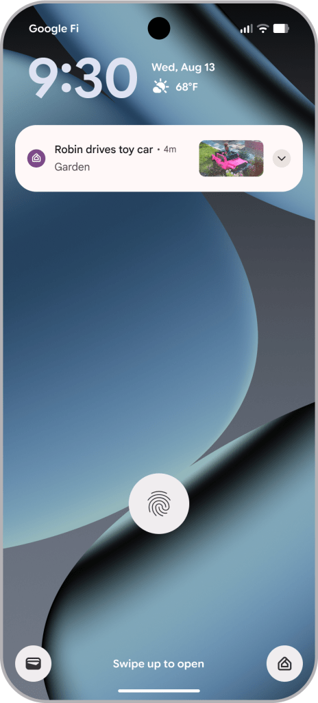 Google Nest Doorbell 2025 Gemini AI notification on smartphone showing package detection