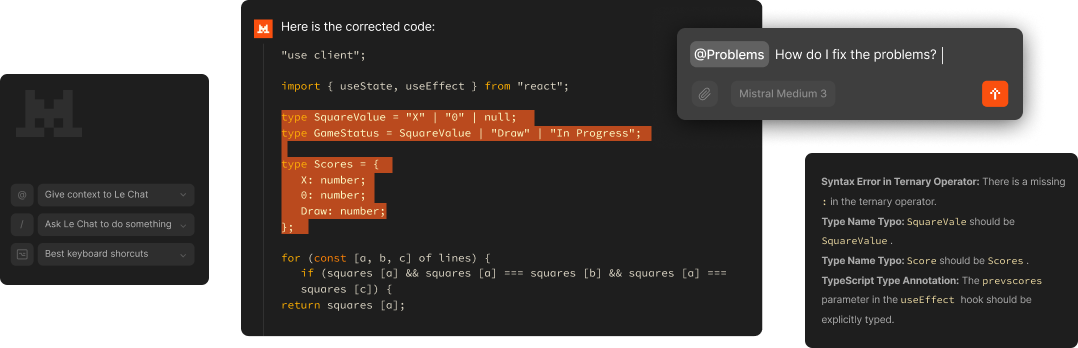 Mistral AI Codestral powered Mistral Code IDE interface