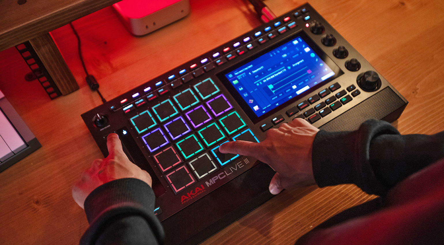 Akai MPC Live III review showing clip matrix and step sequencer controls