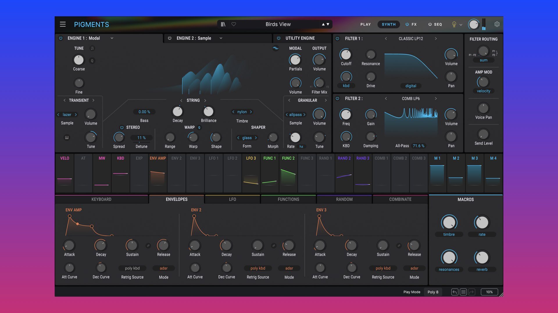 Arturia Pigments 6 모달 합성 엔진 인터페이스