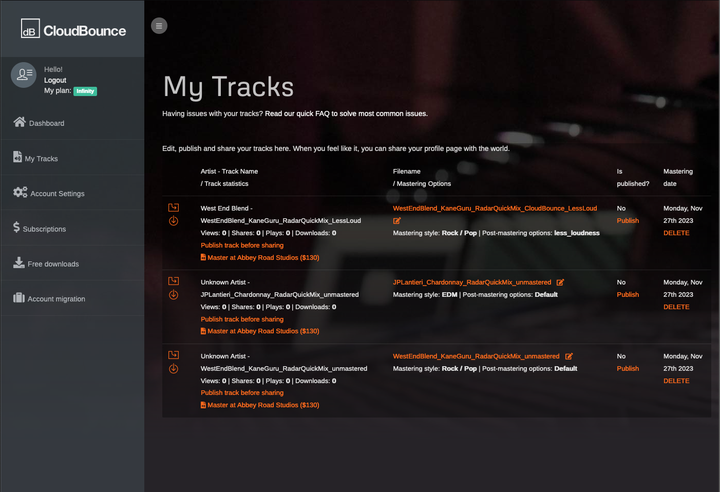 AI 마스터링 LANDR eMastered CloudBounce 비교