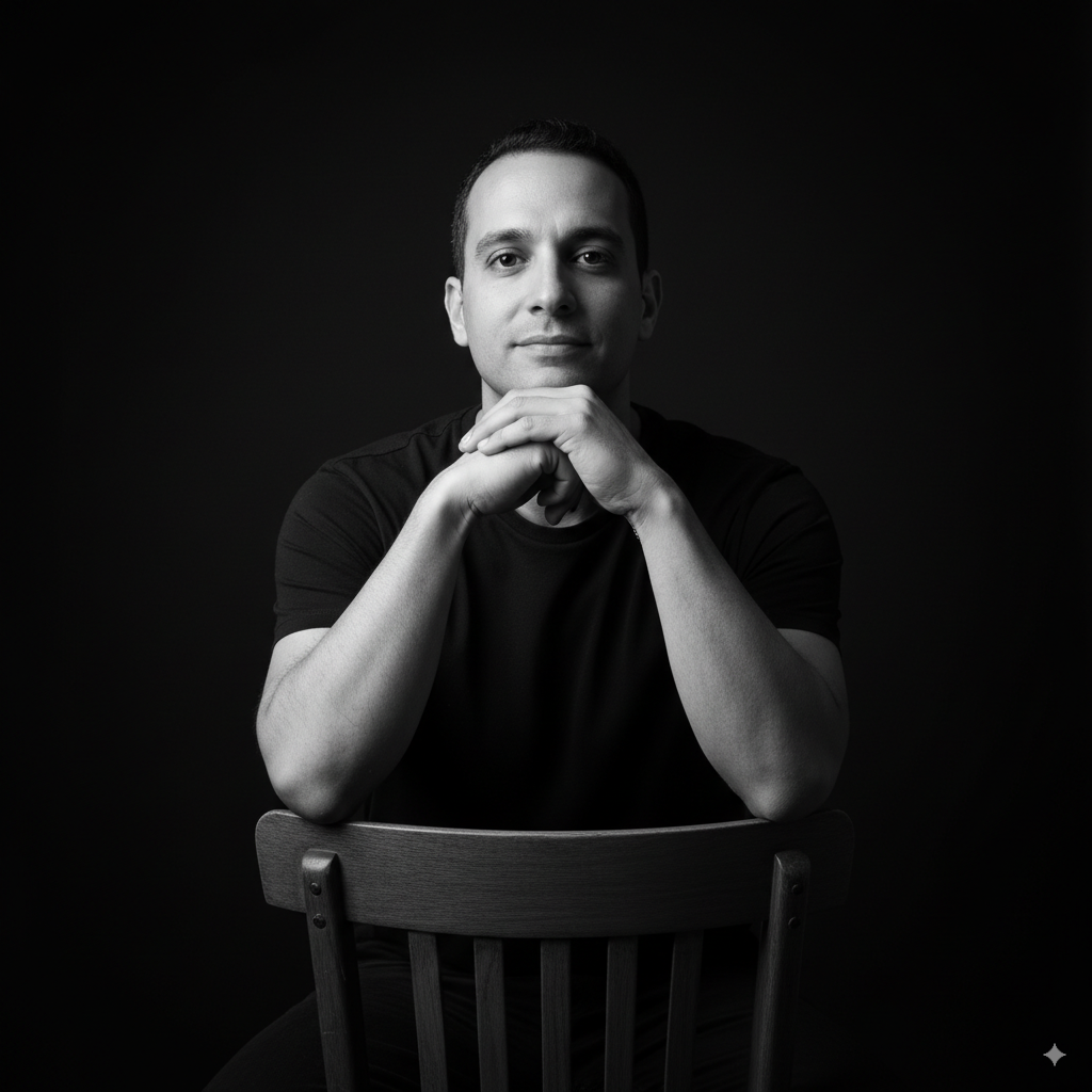 Cinematic Black & White Studio Portrait