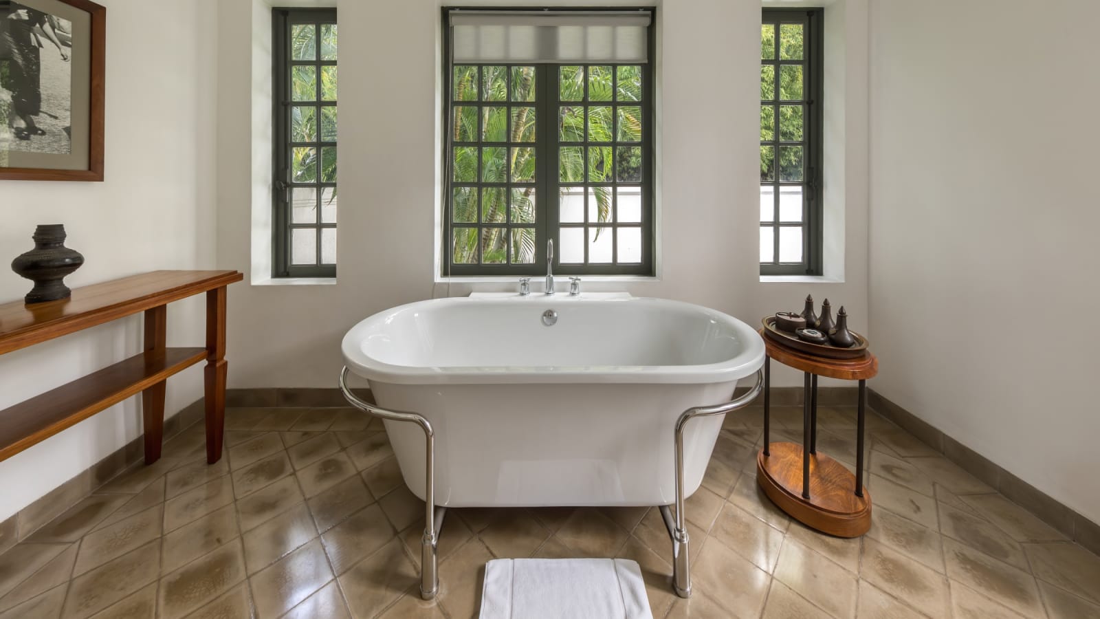 Elegant bathroom at Amantaka Luang Prabang