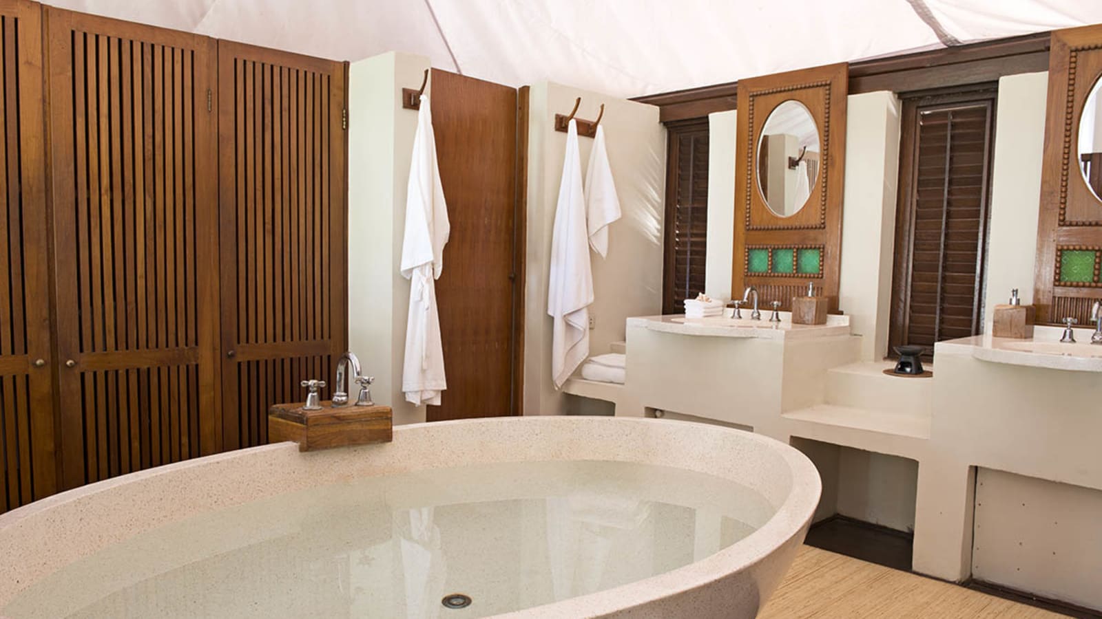 Elegant bathroom space at Amanwana Moyo Island