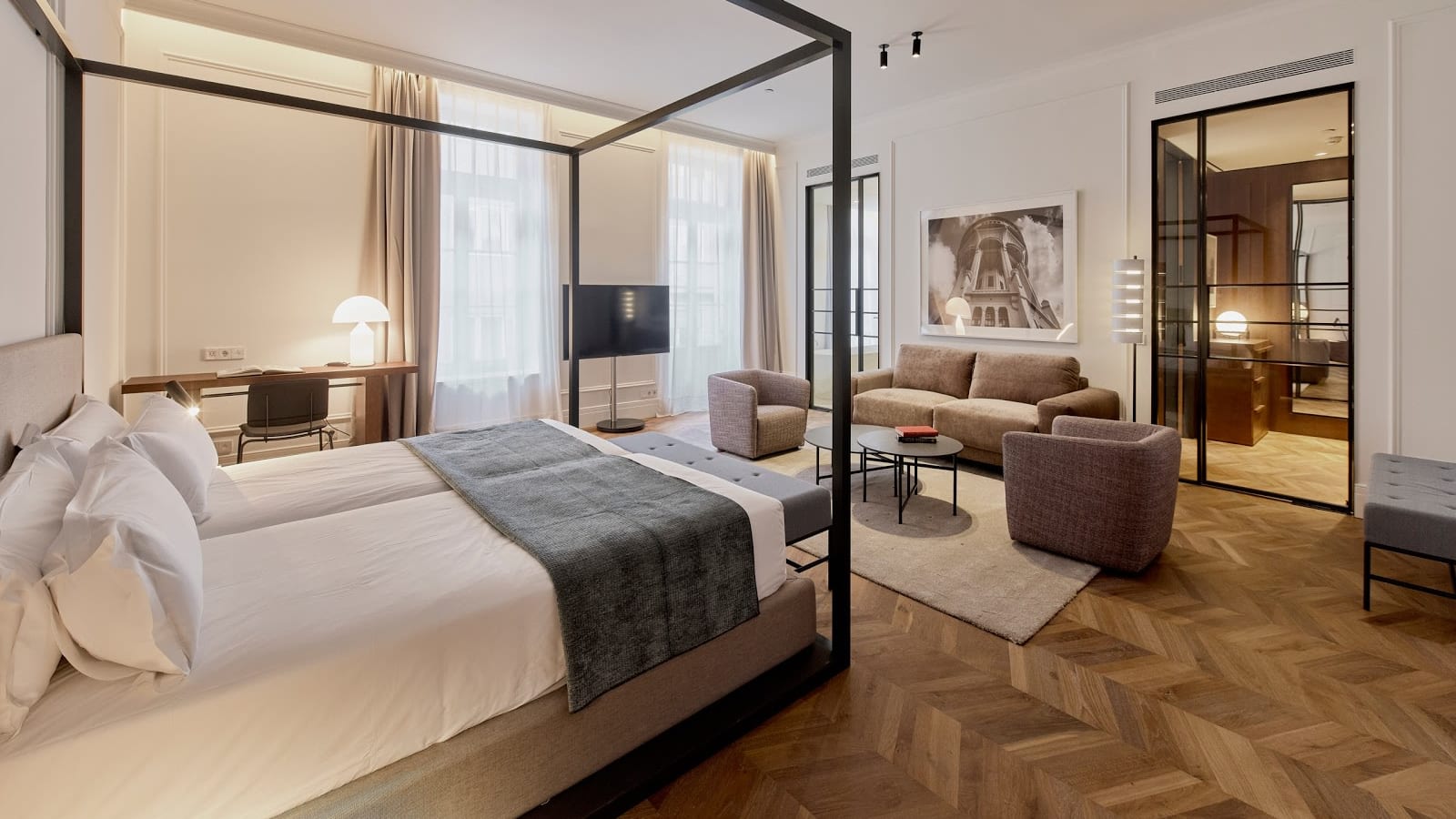 Elegant suite at Kozmo Hotel Suites & Spa Budapest