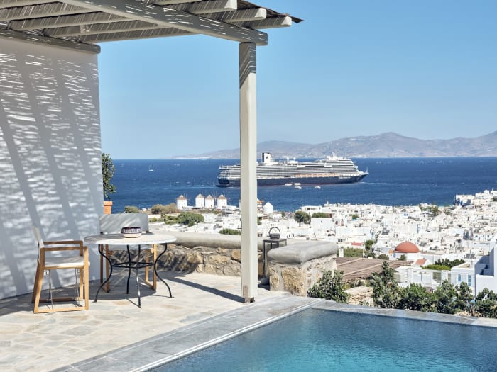 Serene sea view from Belvedere Hilltop Rooms & Suites Mykonos