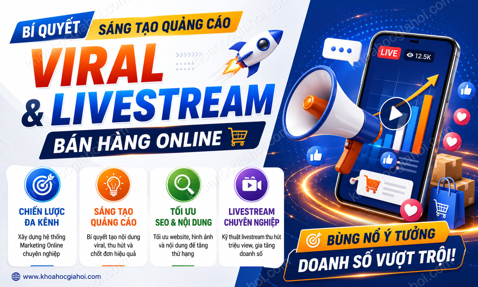 Khóa Học Bí Quyết Sáng Tạo Quảng Cáo Viral Và Livestream Bán Hàng Online