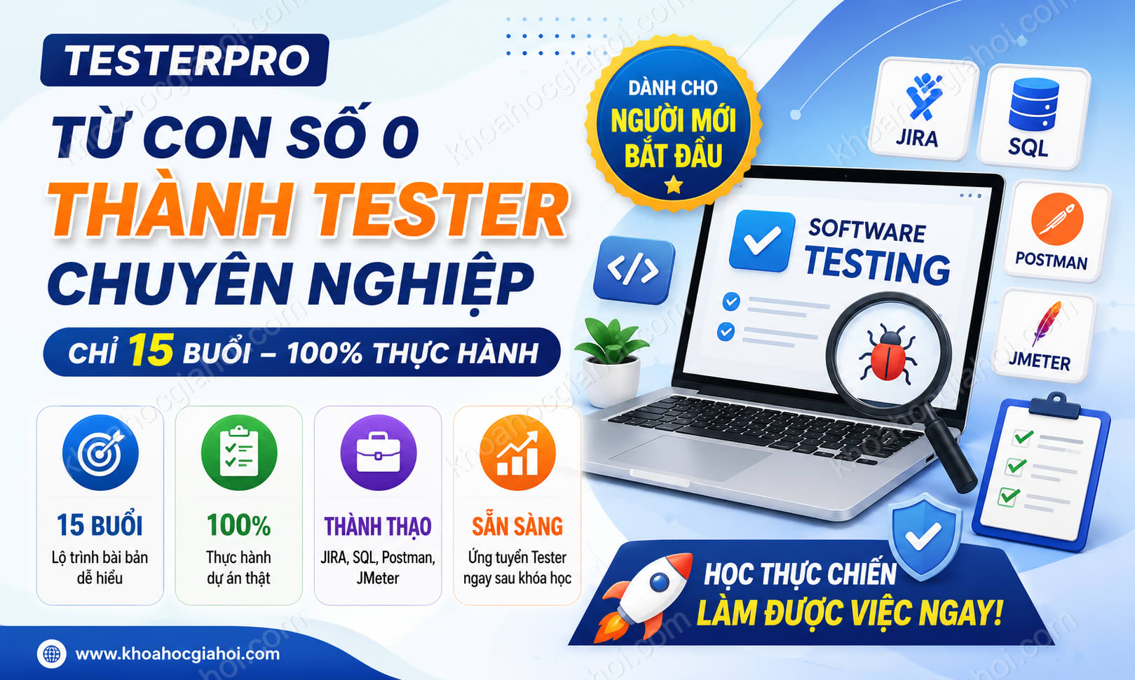 Khóa Học Tester Cho Người Mới Bắt Đầu Cùng TesterPro