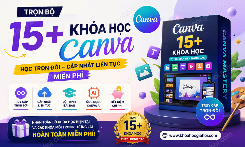 Trọn Bộ 15+ Khóa Học Canva – Học Trọn Đời, Cập Nhật Liên Tục Miễn Phí