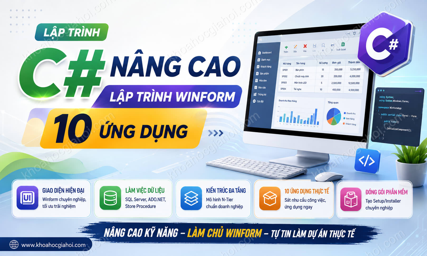 Khóa Học Lập Trình C# Nâng Cao – Lập Trình Winform – 10 Ứng Dụng