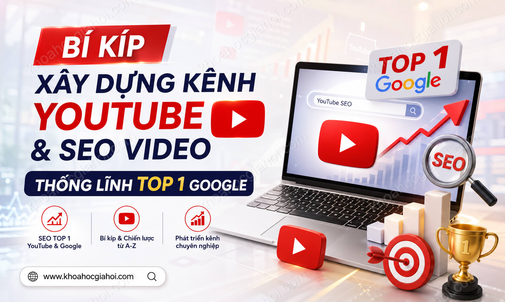 Khóa Học Bí Kíp Xây Dựng Kênh Youtube Và SEO Video Thống Lĩnh TOP 1 Google