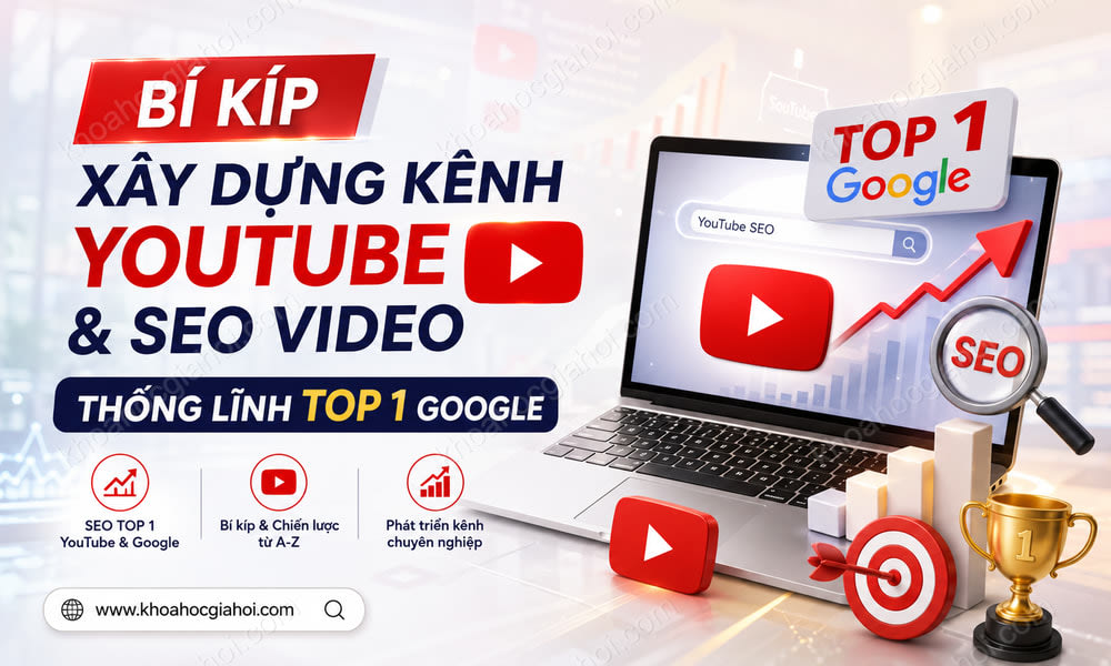 Khóa Học Bí Kíp Xây Dựng Kênh Youtube Và SEO Video Thống Lĩnh TOP 1 Google