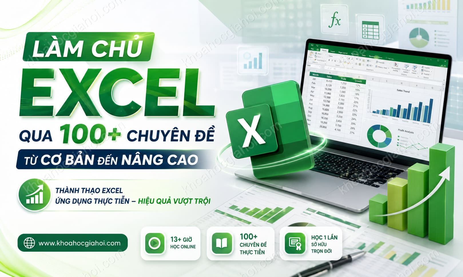 Khóa Học Làm Chủ Excel Qua 100+ Chuyên Đề Từ Cơ Bản Đến Nâng Cao