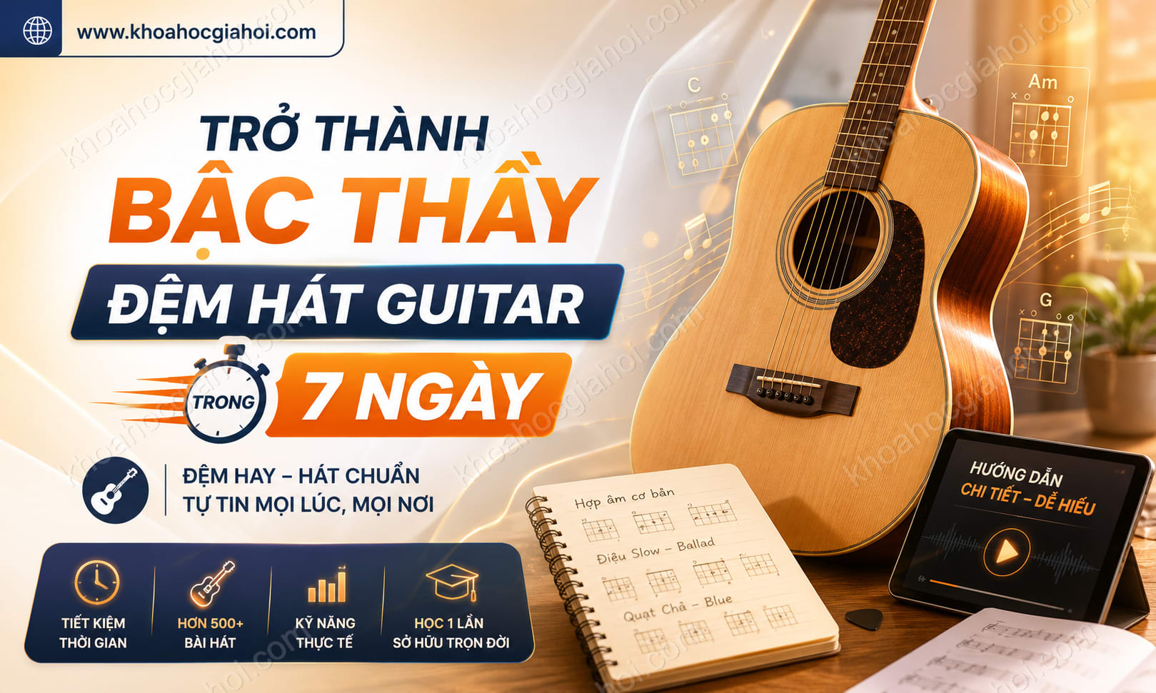 Khóa Học Trở Thành Bậc Thầy Đệm Hát Guitar Trong 7 Ngày