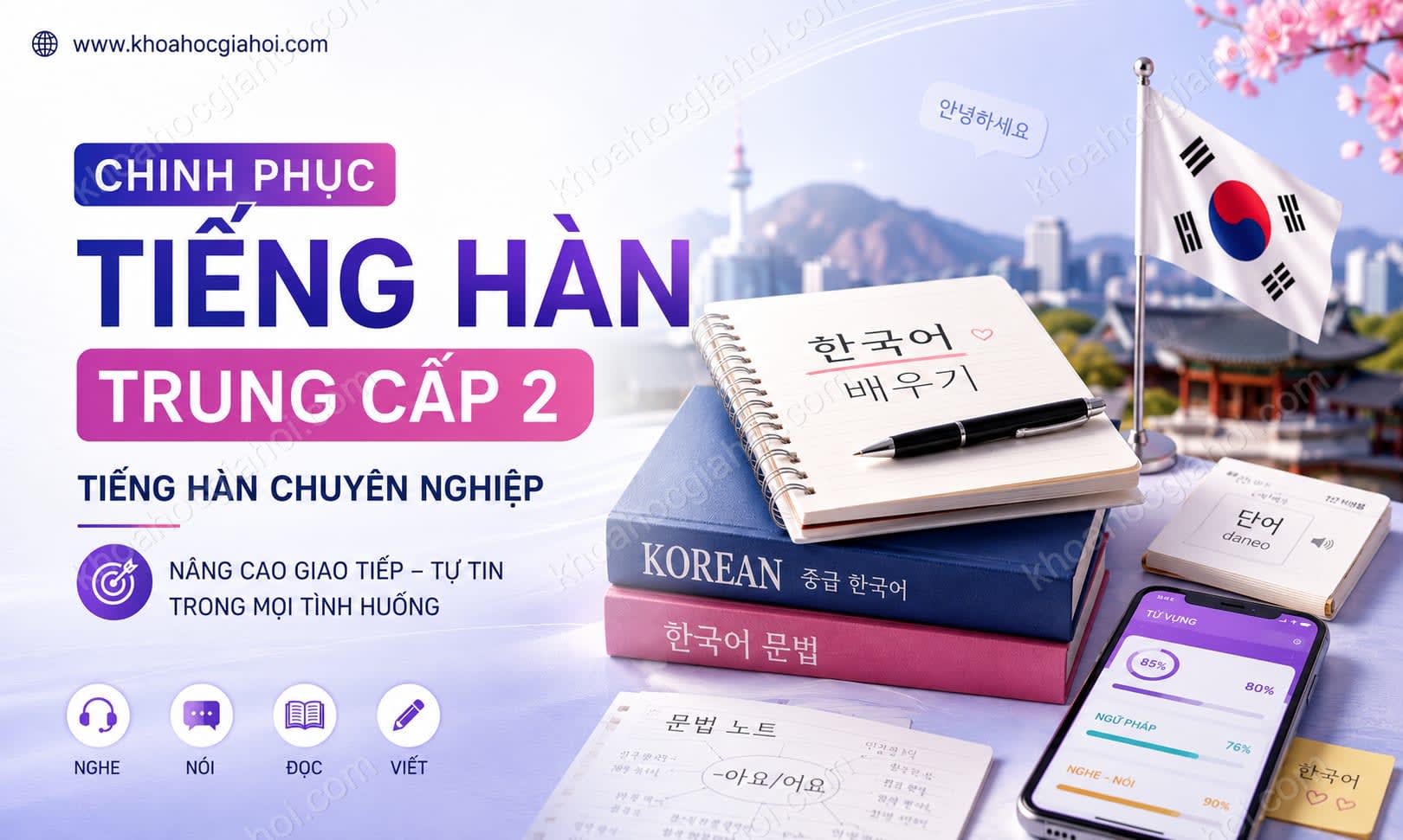 Khóa Học Chinh Phục Tiếng Hàn Trung Cấp 2: Tiếng Hàn Chuyên Nghiệp