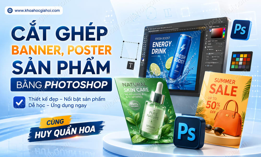 Khóa Học Cắt Ghép Banner, Poster Sản Phẩm Đơn Giản Bằng Photoshop Cùng Huy Quần Hoa