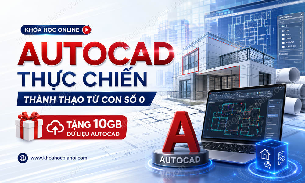 Khóa Học Autocad Thực Chiến - Thành Thạo Từ Con Số 0 (Tặng 10gb Dữ Liệu Autocad)