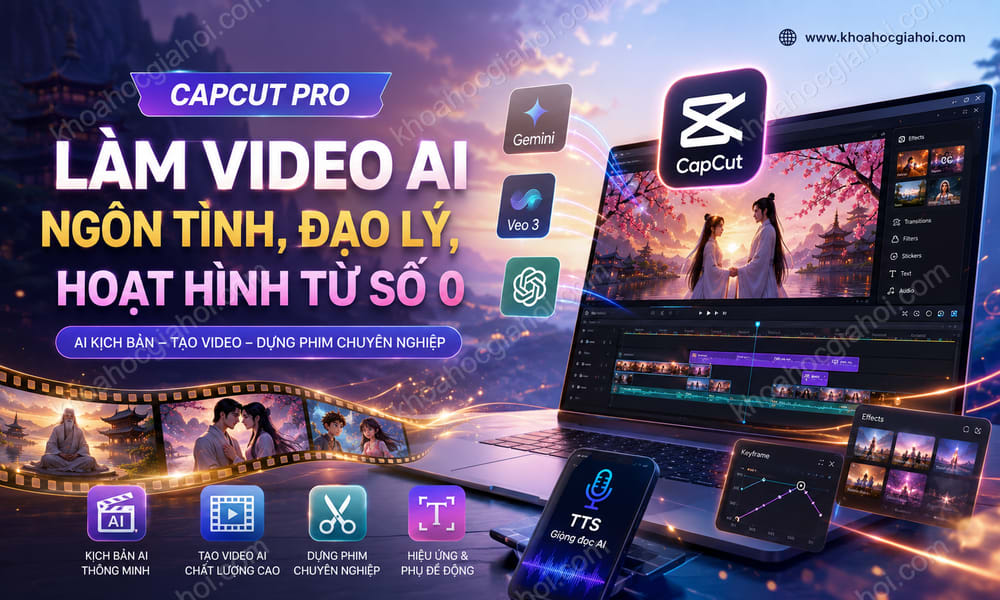 Khóa Học Capcut Pro: Tạo Video Ngôn Tình, Đạo Lý ,hoạt Hình Ai Từ Số 0