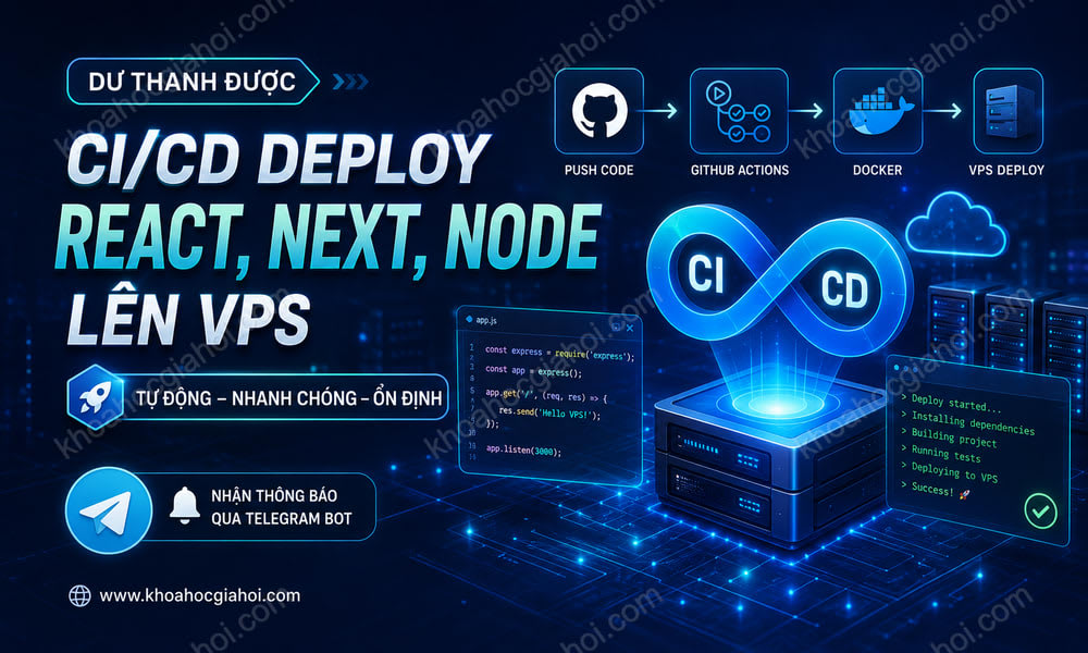 Khóa Học CI/CD Deploy React, Next, Node Lên Vps Cùng Dư Thanh Được