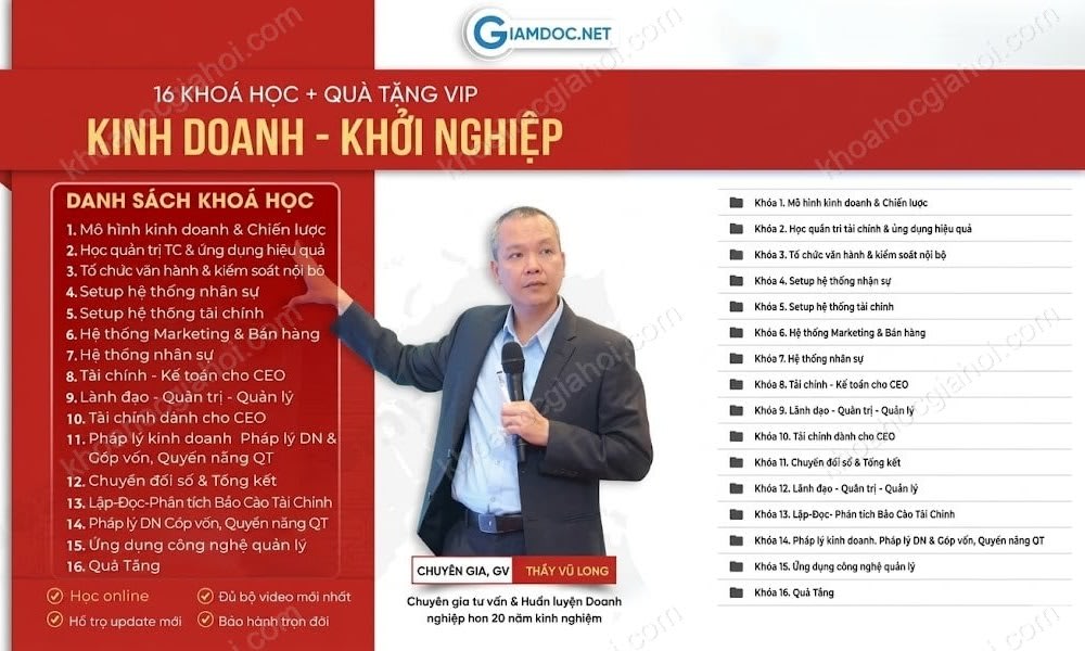 Combo 16 Khóa Học GiamDoc.net Thầy Vũ Long