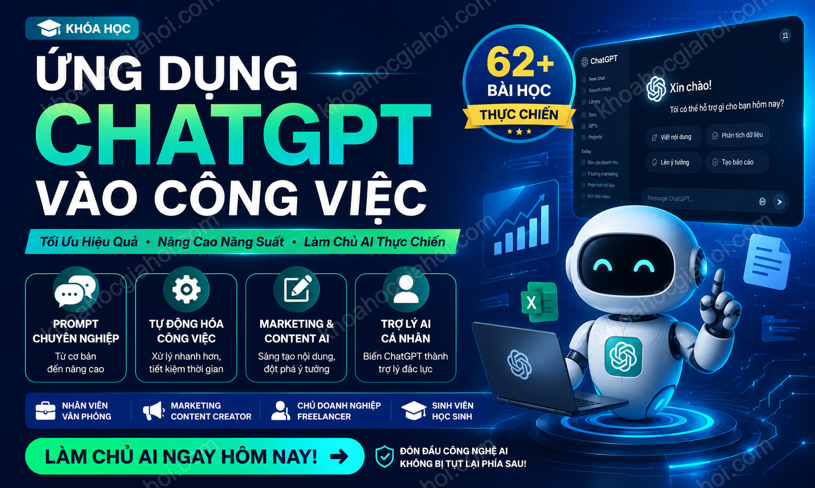 Khóa Học Ứng Dụng ChatGPT Vào Công Việc Để Tối Ưu Hiệu Quả, Nâng Cao Năng Suất