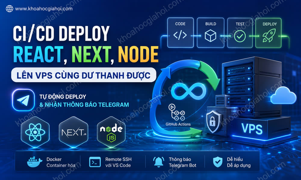 Khóa Học CI/CD Deploy React, Next, Node Lên Vps Cùng Dư Thanh Được