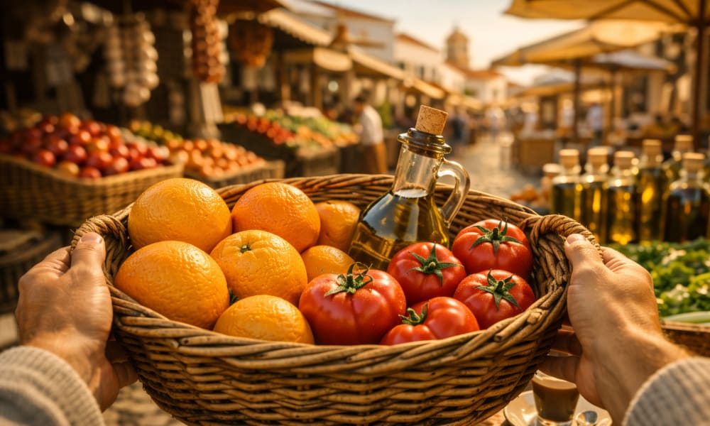Expatriates shopping at a local organic market in the Eastern Algarve