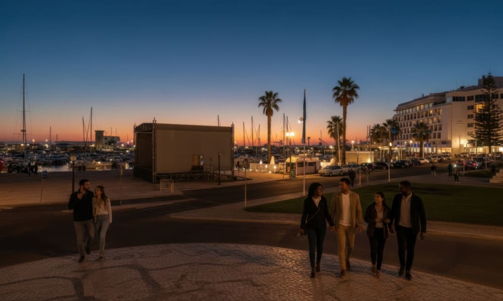 Beautiful evening light at the Faro Marina docks