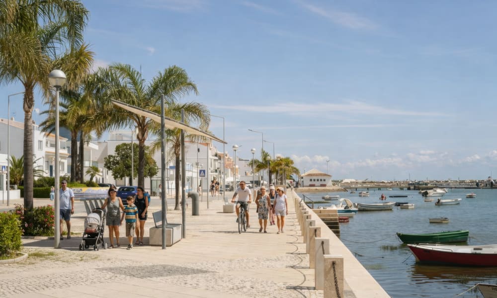 Family stroll in Santa Luzia boardwalk