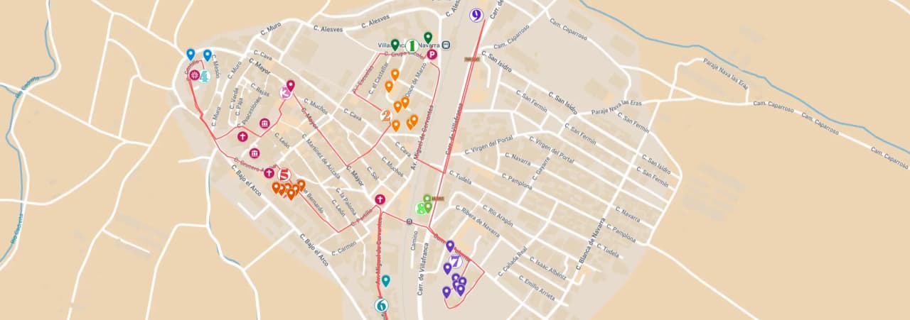 Mapa de calles y ubicaciones de Villafranca.