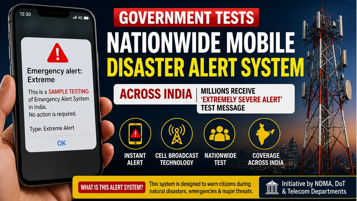 India nationwide emergency mobile alert system test Extremely Severe Alert message received on phones across India