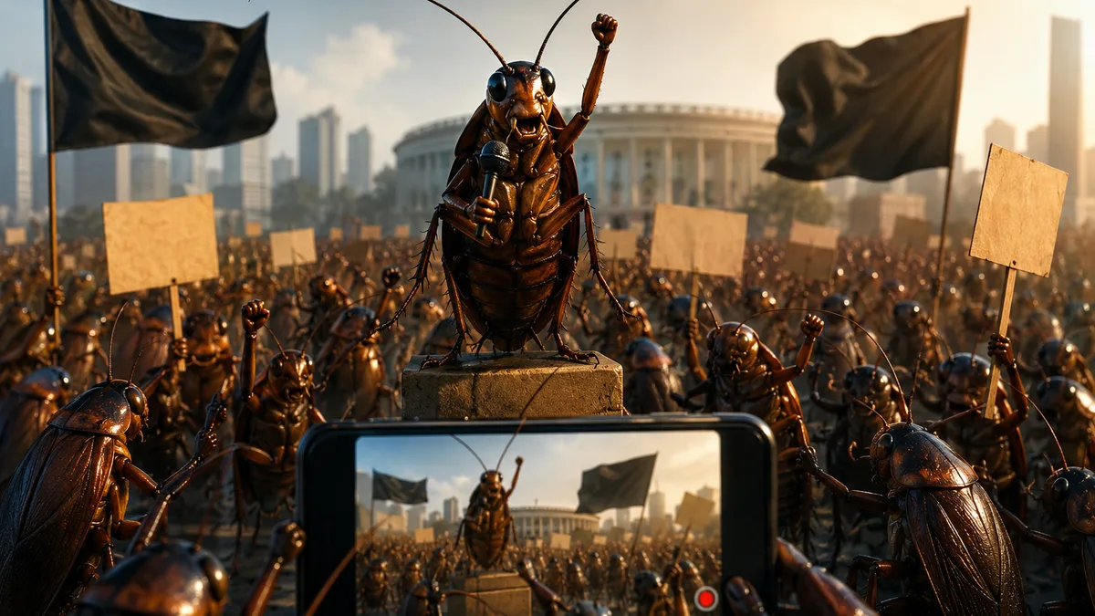 Viral Cockroach Janta Party meme movement trending across Instagram and social media platforms in India during 2026