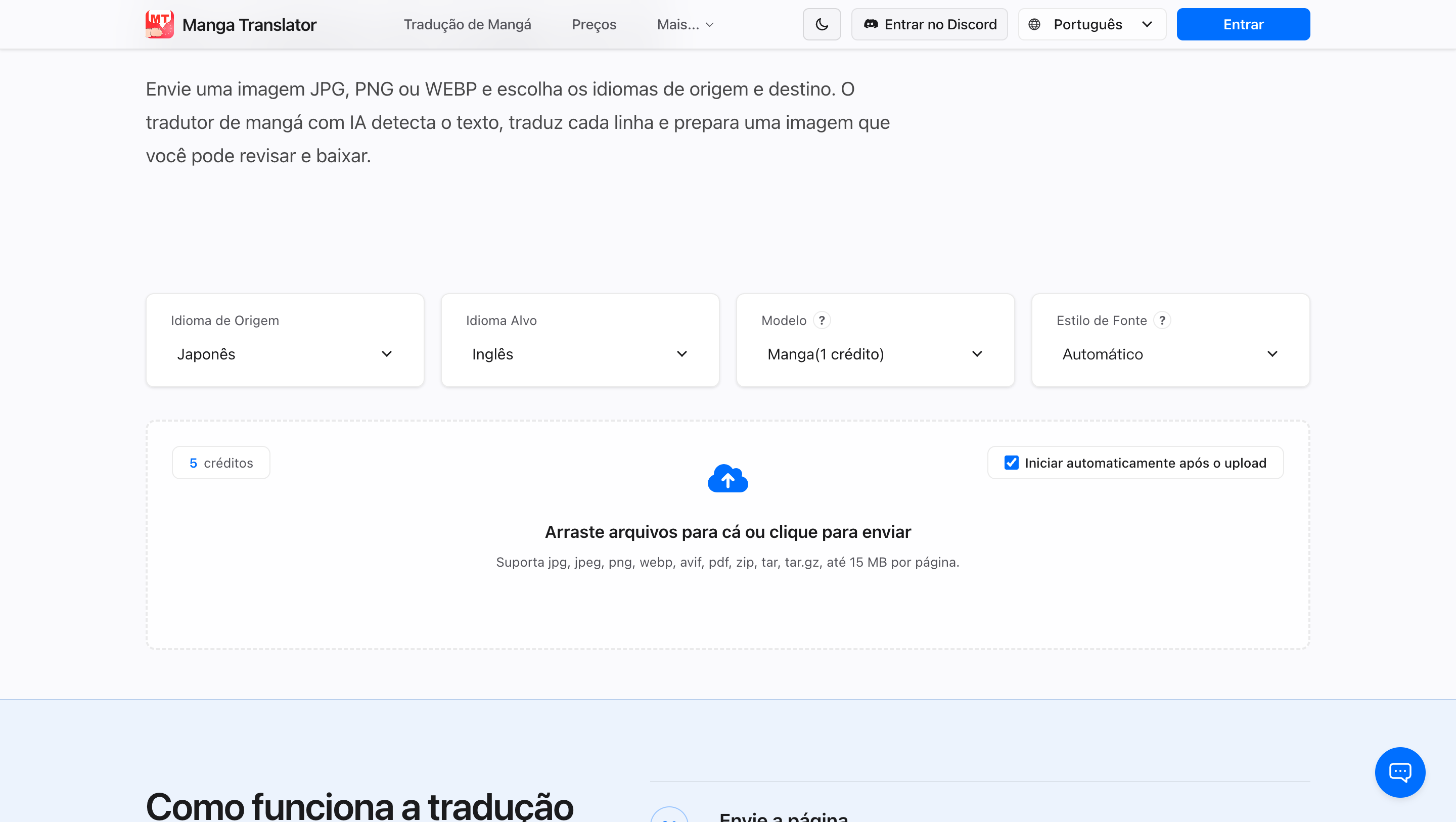tradutor de mangá com IA