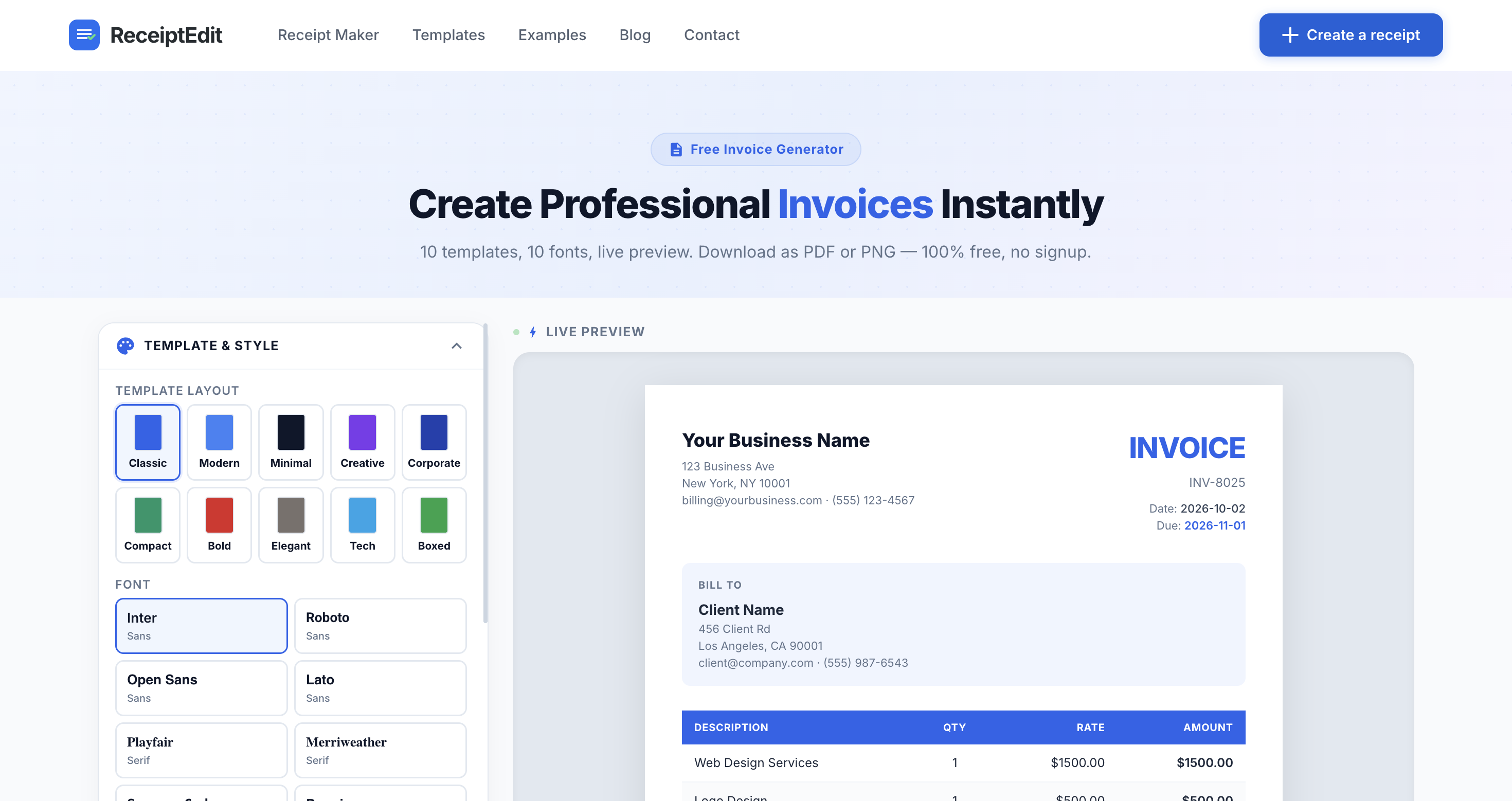 ReceiptEdit Invoice Generator