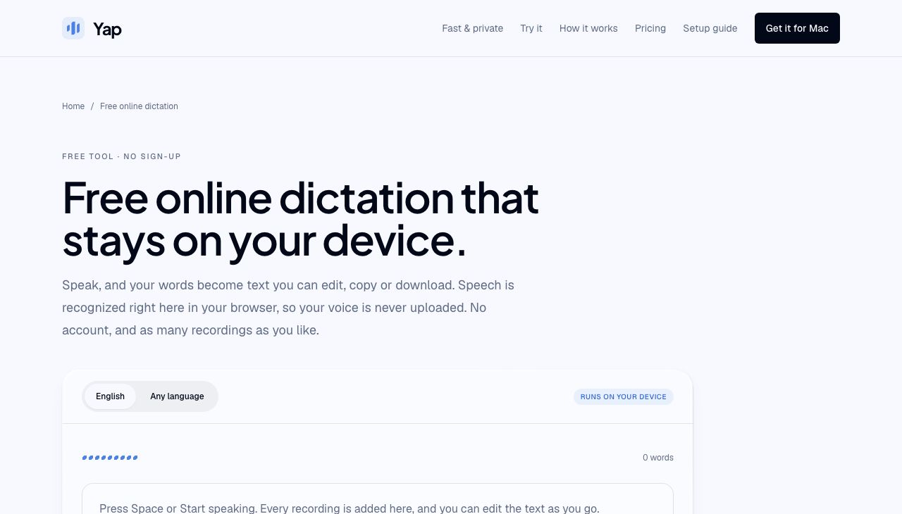 Yap Online Dictation
