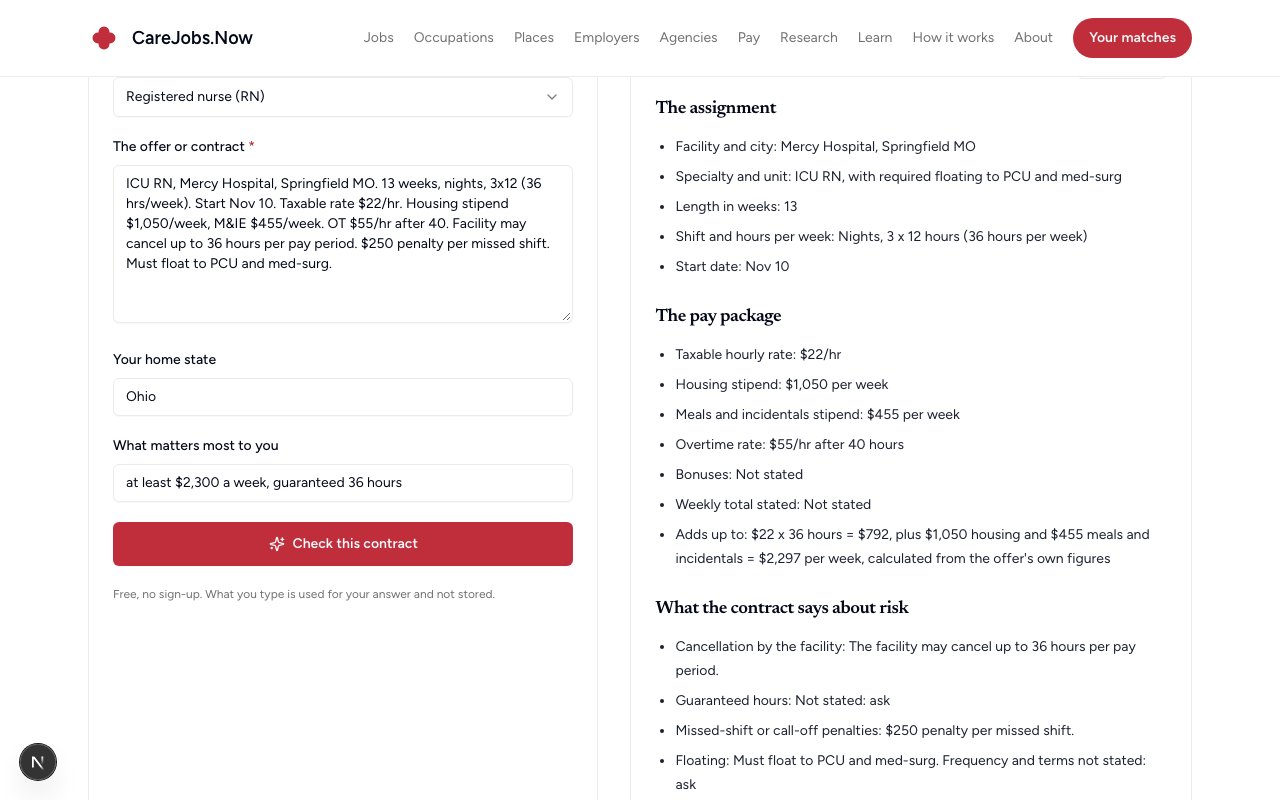 Travel Nurse Contract Checker