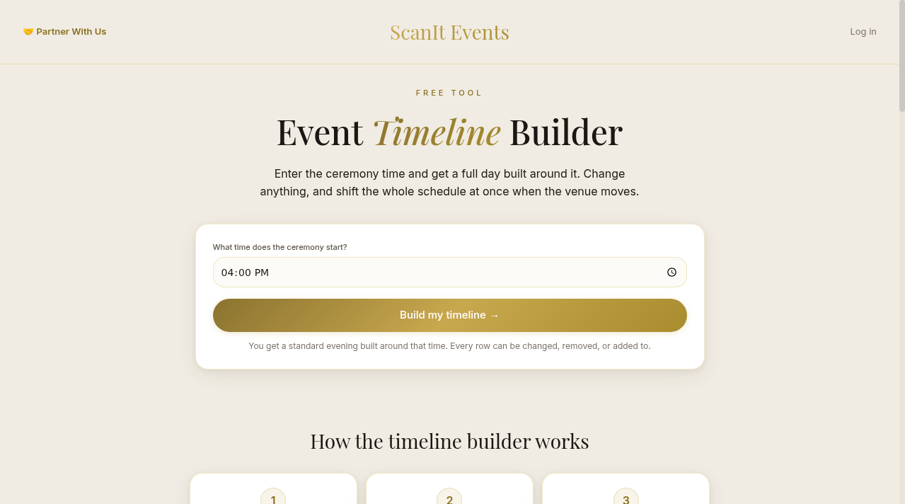 ScanIt Events Event Timeline Builder