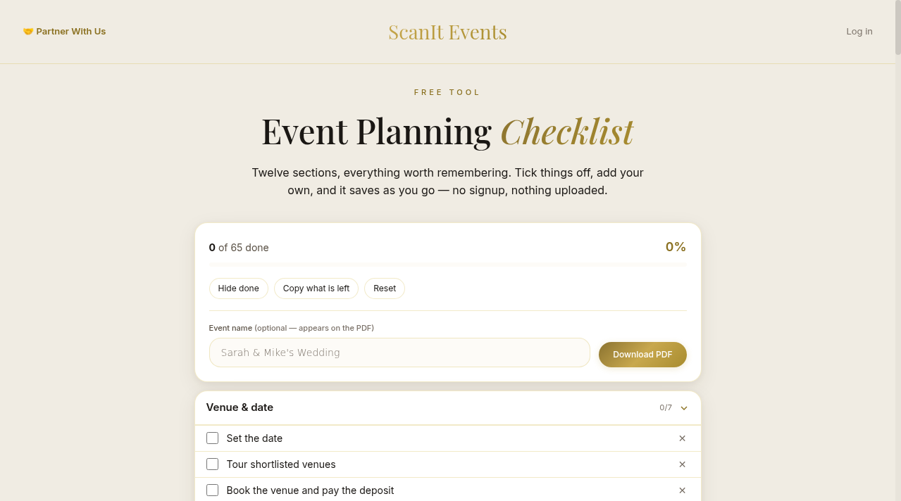 ScanIt Events Event Planning Checklist