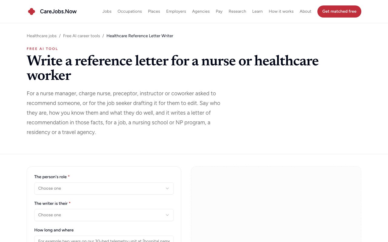 Healthcare Reference Letter Writer
