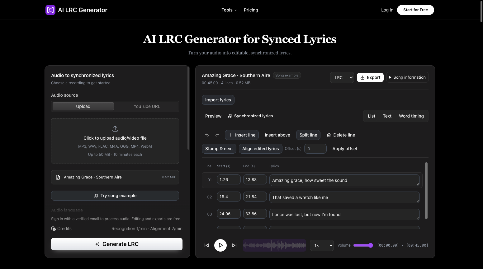 AI LRC Generator