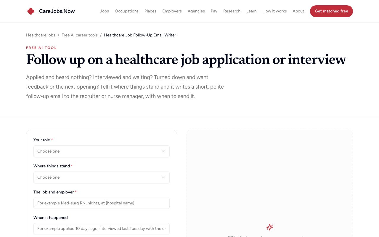 Healthcare Job Follow-Up Email Writer