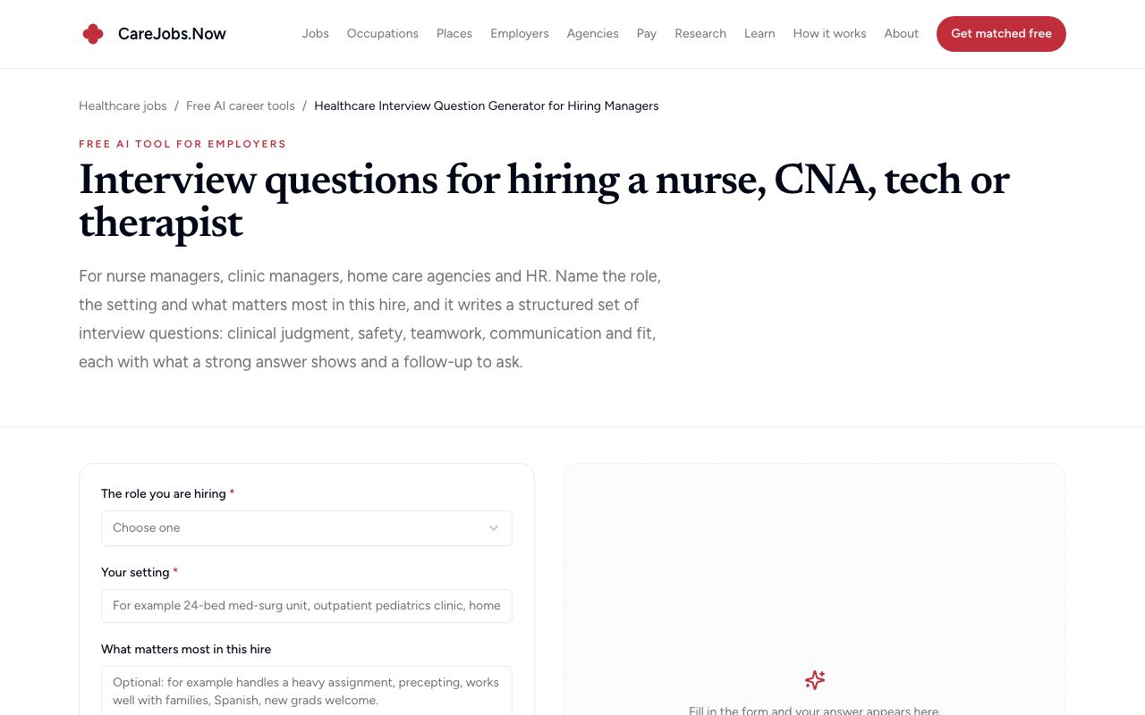 Healthcare Interview Question Generator for Hiring Managers