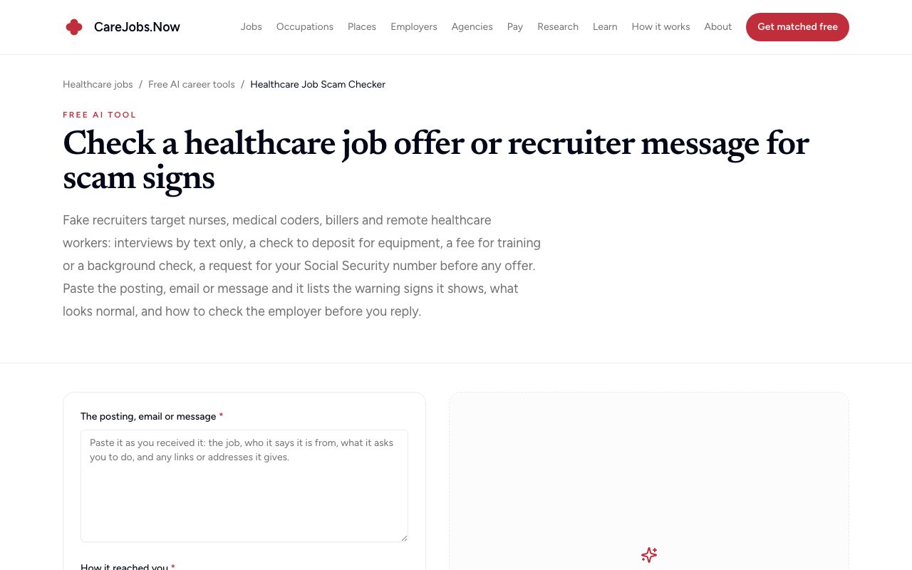 Healthcare Job Scam Checker