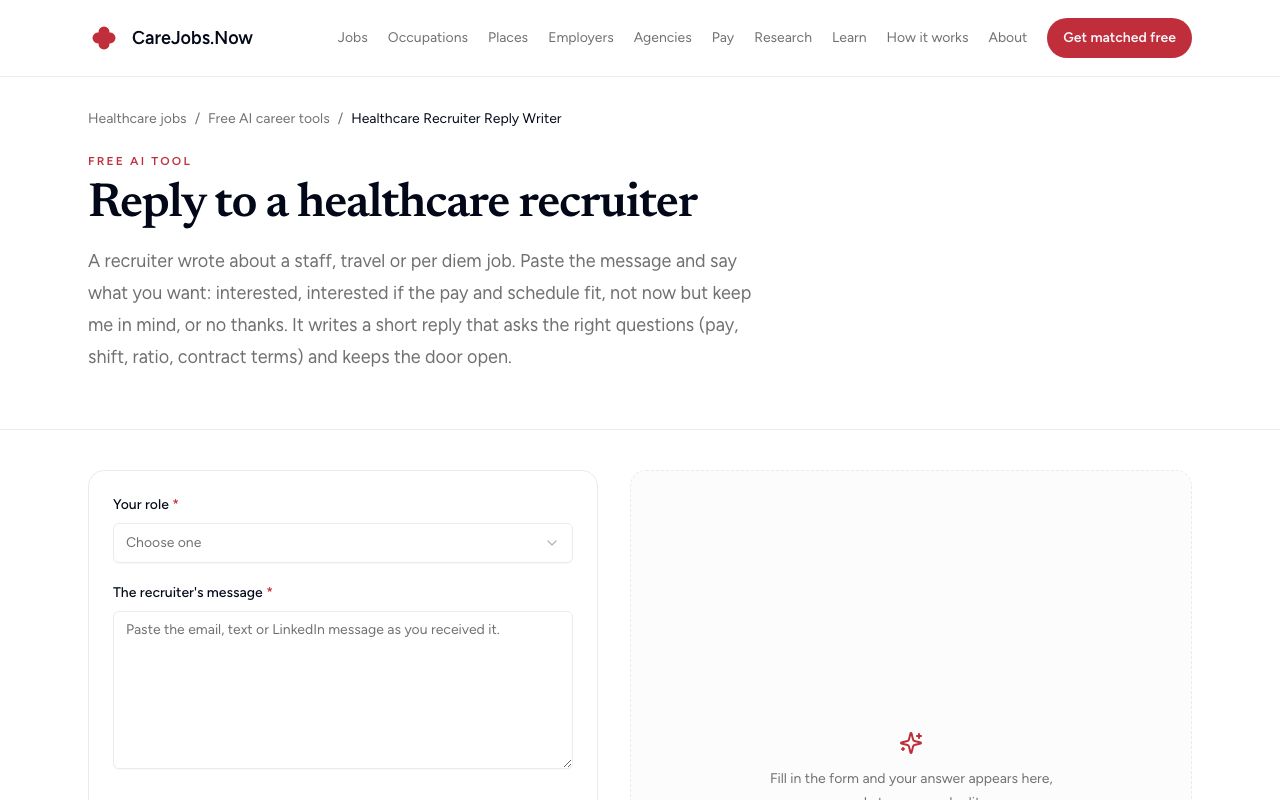 Healthcare Recruiter Reply Writer