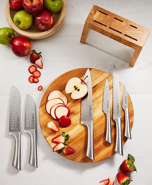 Damashiro Mizu Knife Block Oak Set, 7 Piece EGEAD Company