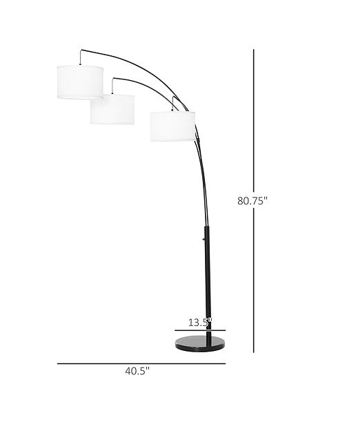 Arc Floor Lamp with 3 Hanging Drum Shape Lampshade, Flexible Steel Pole