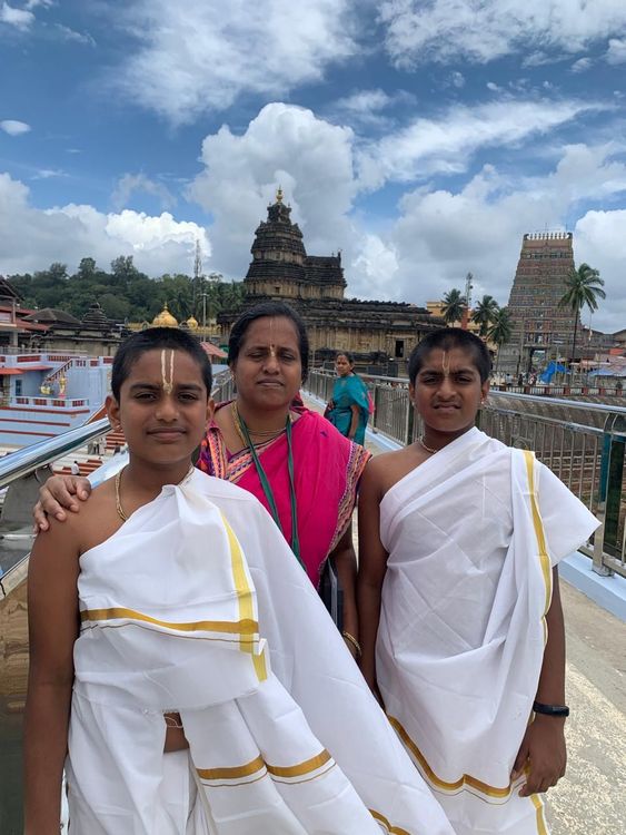 Boys with Amma after the exam