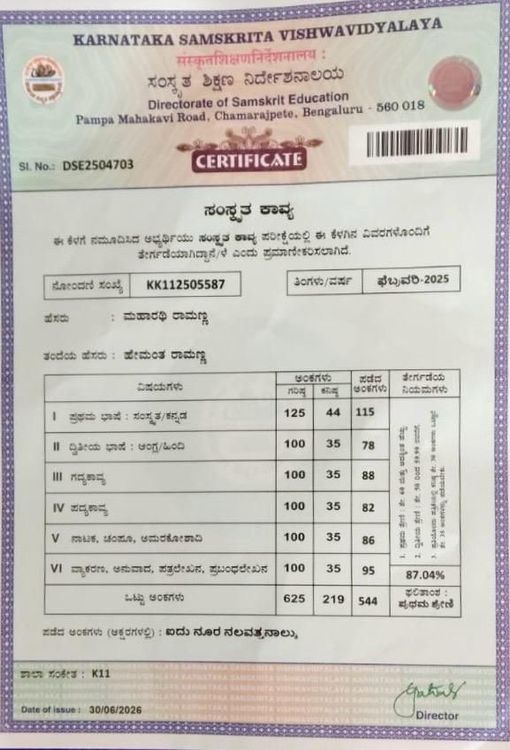 Maharathi's certificate