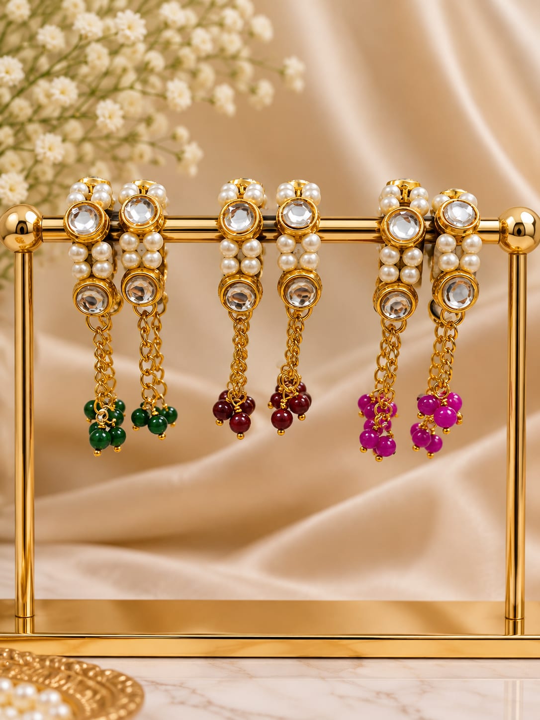 Laddu Gopal Pearl Kundan Kada Set (Pair)